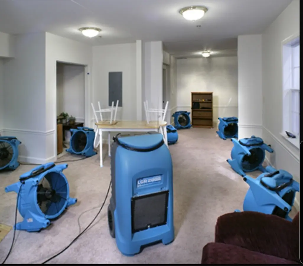 Air movers and dehumidifier setup for Water Extraction & Removal in Lindale