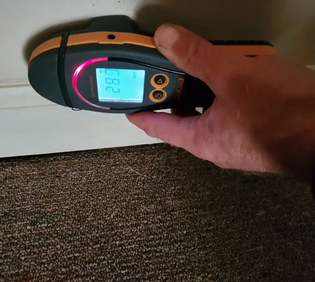 Moisture detection at baseboard during Sewage Cleanup & Sanitation in Lindale